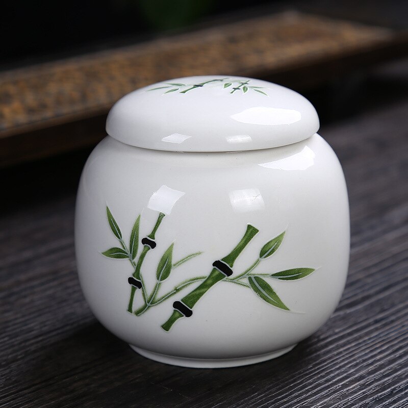 Chinese Pattern Ceramics Tea Caddy Portable Travel Tea Cans Tea Canister Sealed Storage Bottles Spice Food Jars Home Decor: N5