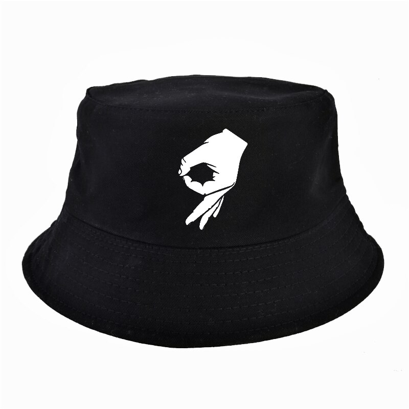 Okej handskylt harajuku pop kvinnor fiskare hatt män sommar platt hip hop keps bokstavstryck hink hatt bob chapeau