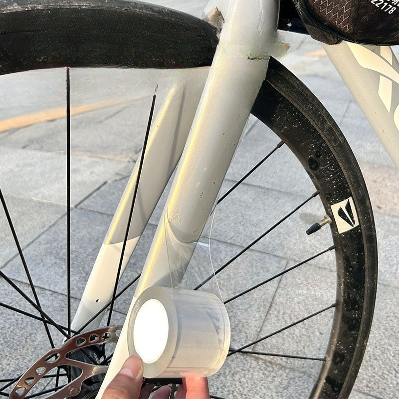 10m cykler gennemsigtigt beskyttende klistermærke tyk ridsefast cykeltapefilm cykelstel sikkerhedsbeskytter