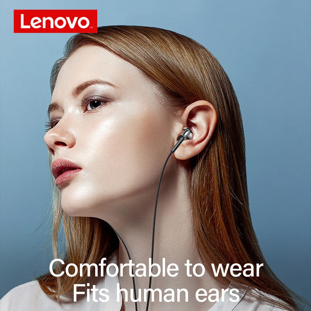 Lenovo XF06 Wired Hoofdtelefoon Ruisonderdrukkende Oortelefoon 3.5Mm In Ear Headset Hifi Oordopjes In Line Controle Met Mic Voor pc Telefoons