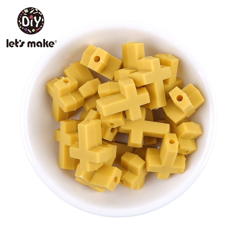 Let's Make-anneau de dentition en Silicone | 50 pièces, petites perles croisées de alimentaire, anneau de dentition de dessin animé, jouet bricolage, perles artisanales pour bébé: 6
