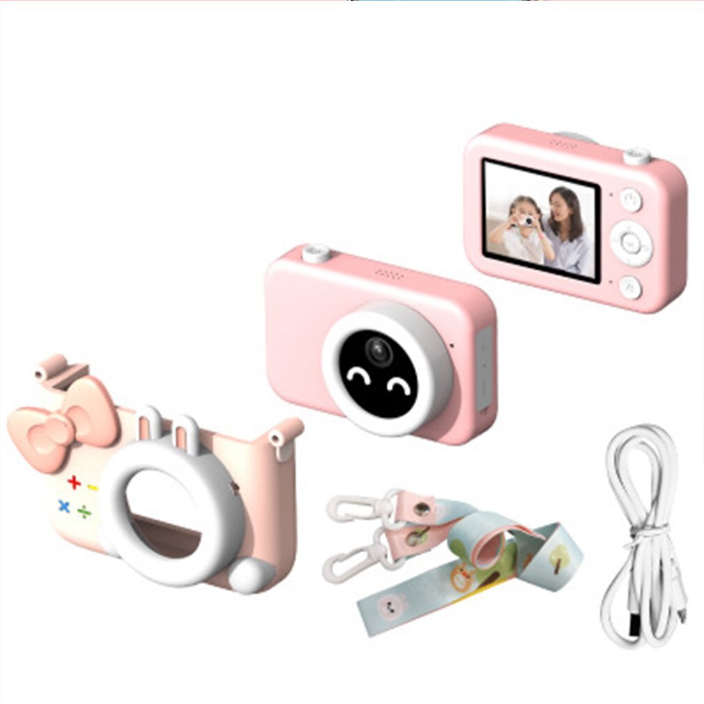 Enfants Mini caméra Full HD 1080P Portable numérique vidéo Photo caméra 2 pouces écran affichage enfants pour enfant jeu étude caméra: pink rabbit