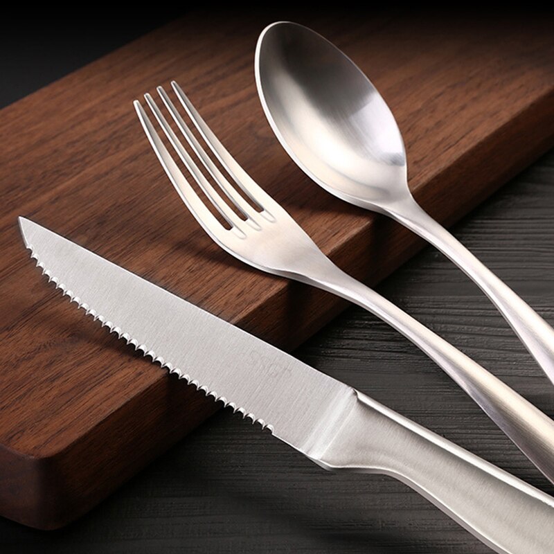 Biff kniv sett  av 3 rustfritt stål vestlig stil middag kniver servise kuttet biff kniv gaffel skjeer bestikk sett