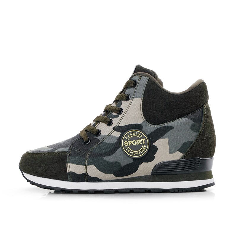 Mulheres sapatos camuflagem execução 6 centímetros invisível aumento da plataforma sapatilhas das mulheres adultos tênis de alta top mulheres esporte bota inverno