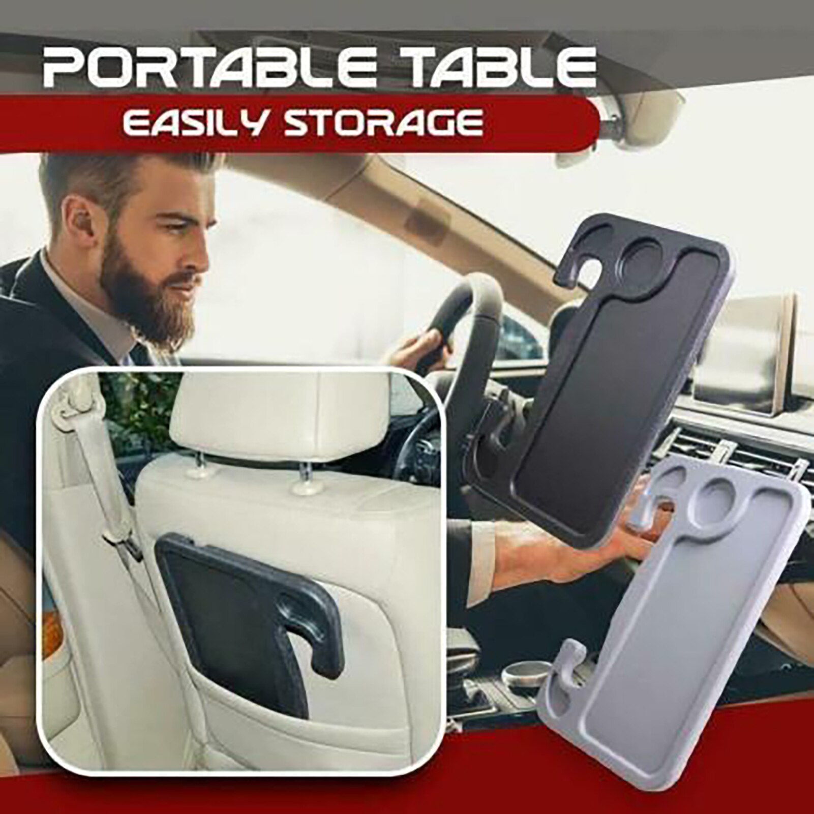 SALES！！ Car Steering Wheel Desk Multifunctional Portable Vehicle Main Driver Seat Table