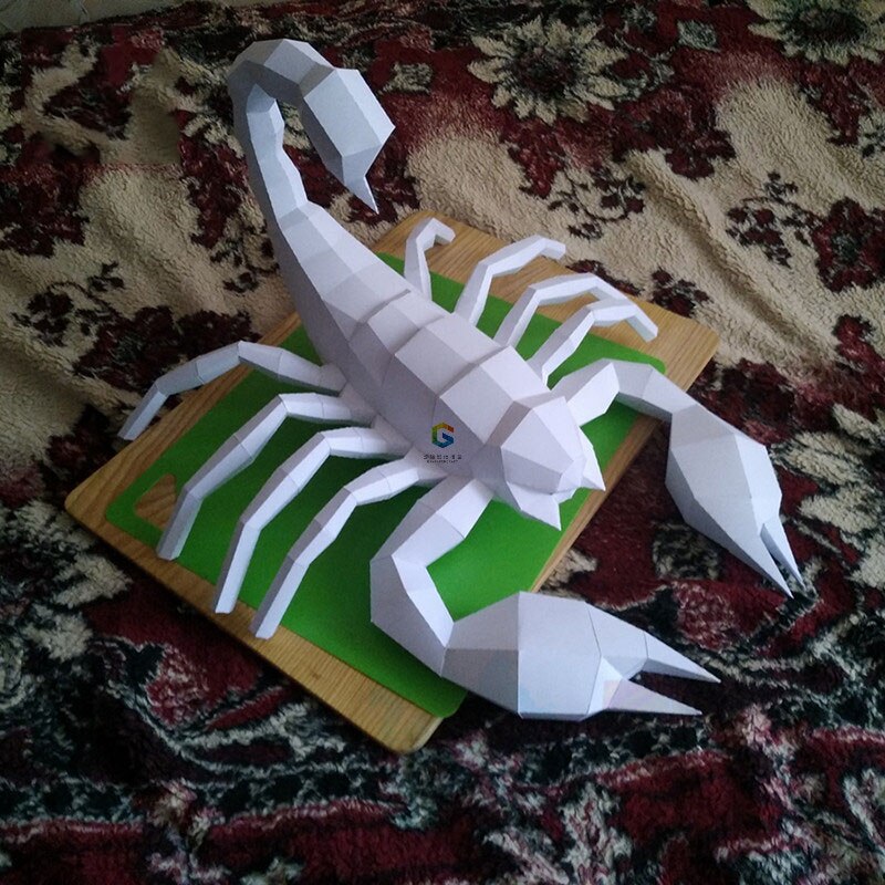 45Cm 3D Paper Model Scorpion DIY Papercraft Animal Stereo Origami Children Toys Office Decoration Handmade Home Craft: White