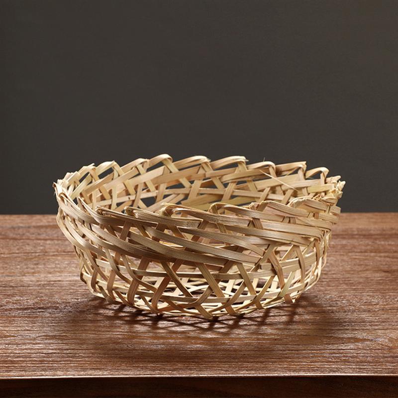 Bamboo Woven Oyster Basket Mini Oyster Container Oyster Storage Jar for Home Office Restaurant (Size S)