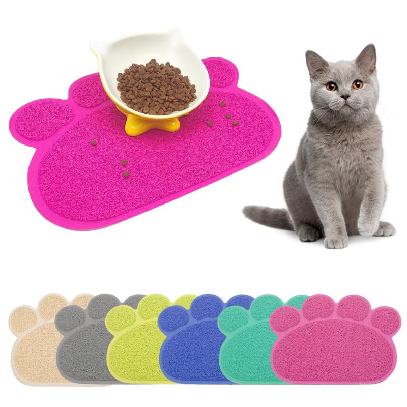 1Pc Pet Dog Puppy Cat Feeding Mat Pad Bone Paw-shaped Silicone Dish Bowl Food Feed Placement Easy Cleaning Pet Accessories