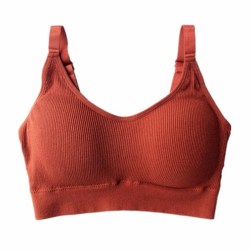 Seamless Sports Bra Female Sexy Fitness Tube Top Bra Comfortable Crop Top Women Push Up Bras: Coral Red