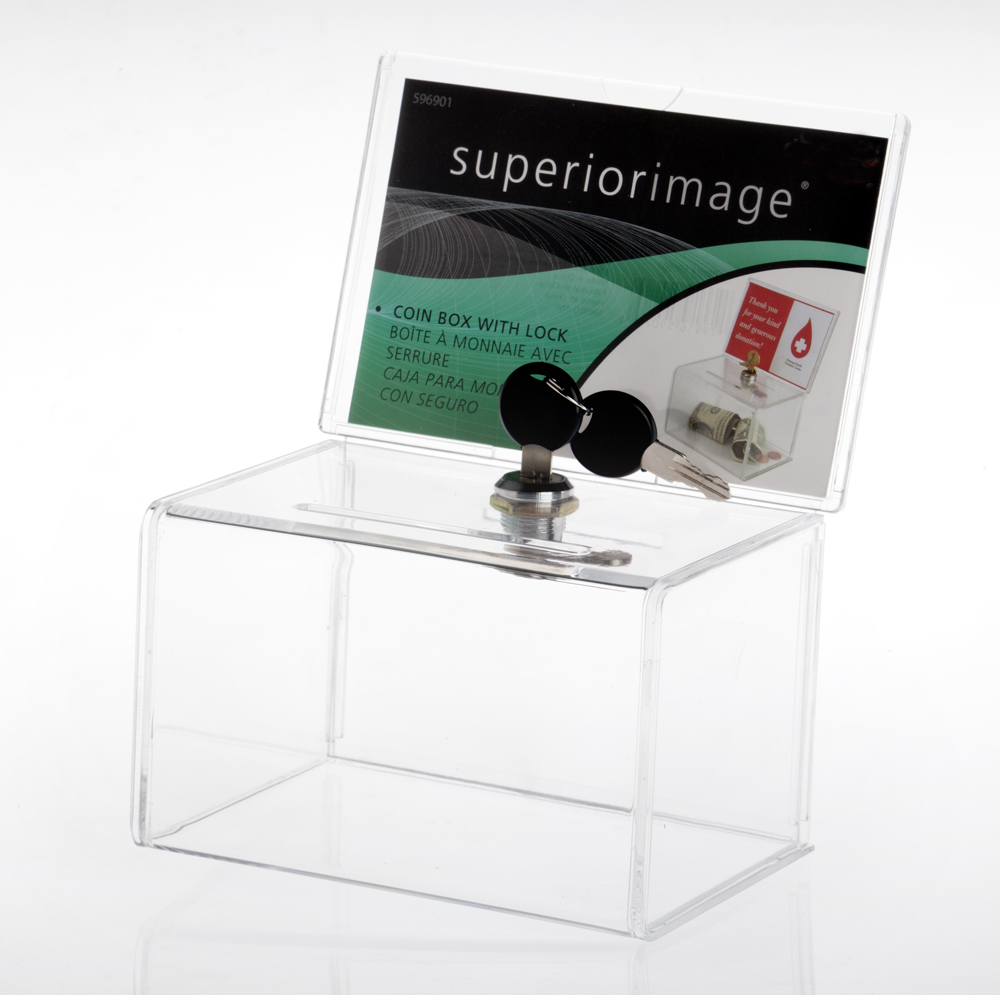Acrylic Donation Collection Box,Perspex Charity Fundraising Box with Keylock for Church,Non-profitable Group,Charity