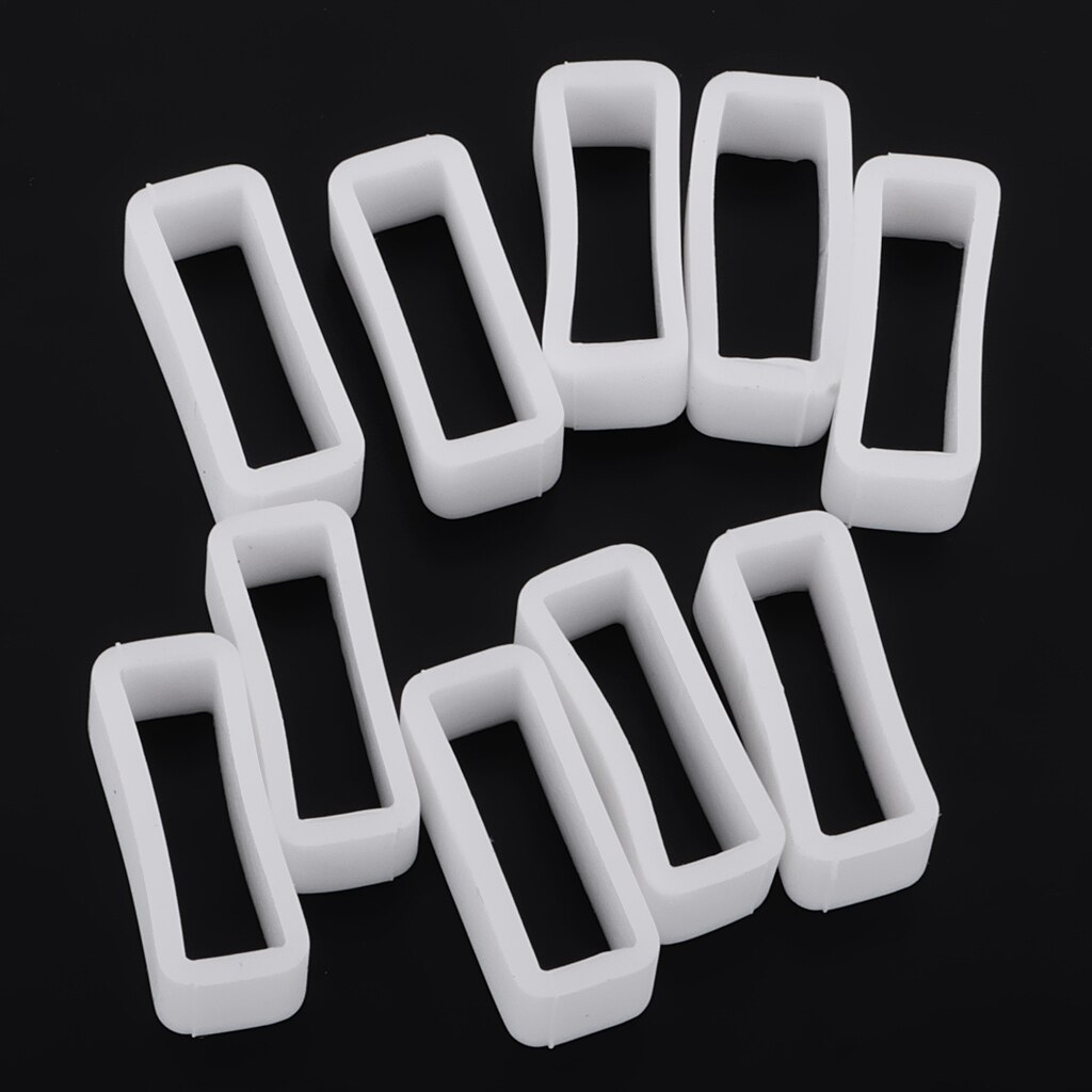 10 pièces montre bracelet boucle cerceau noir PVC Silicone caoutchouc boucle support de retenue 20mm: White 22mm