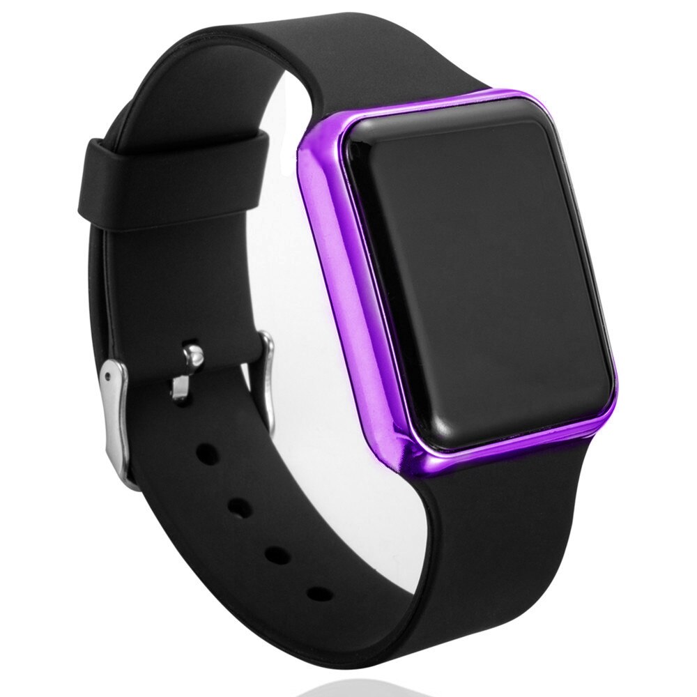 Moda led relógio digital simples relógios casuais para homem confortável silicone cinta esporte fitness relógio masculino relógio masculino: black purple