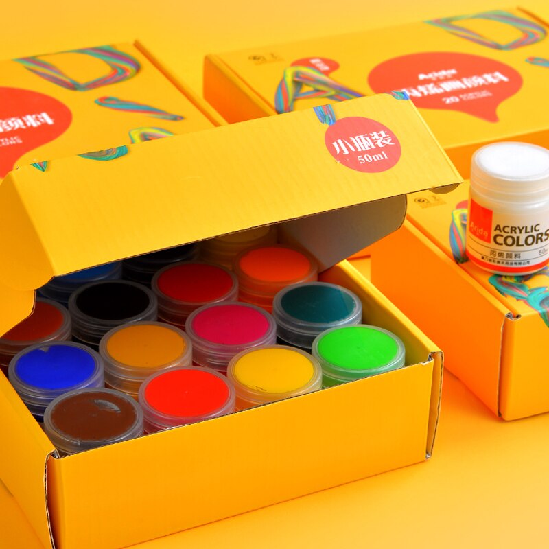 Akrylmaling 12/24 farger børstesett 50ml rør kunstner tegning maleri pigment håndmalt veggmaling klær