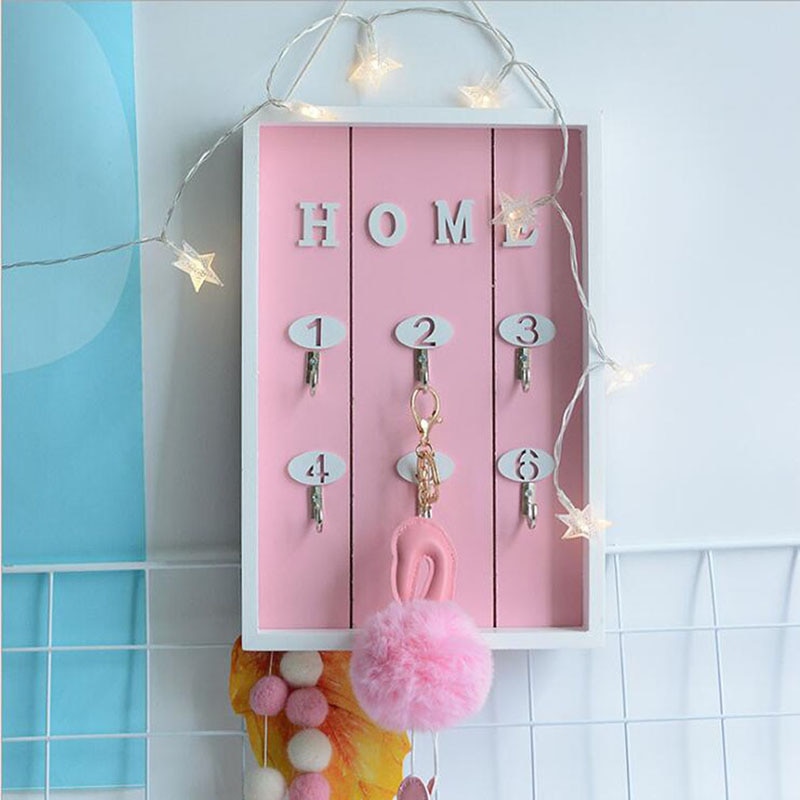 Wall Mounted Key Holder Wooden Key Organizer Hanger With 6 Hook Wall Decorative Holder Key Holder Wall Minimalist Wall Hook