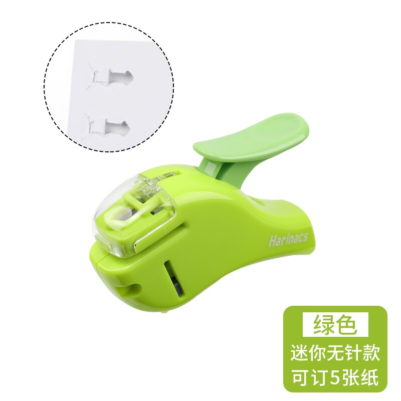 KOKUYO-grapadora Manual sin grapas Harinacs, alicate de estampado grande, para oficina, papelería, seguro, fácil de usar, 1 unidad: 1 pc Mini Green