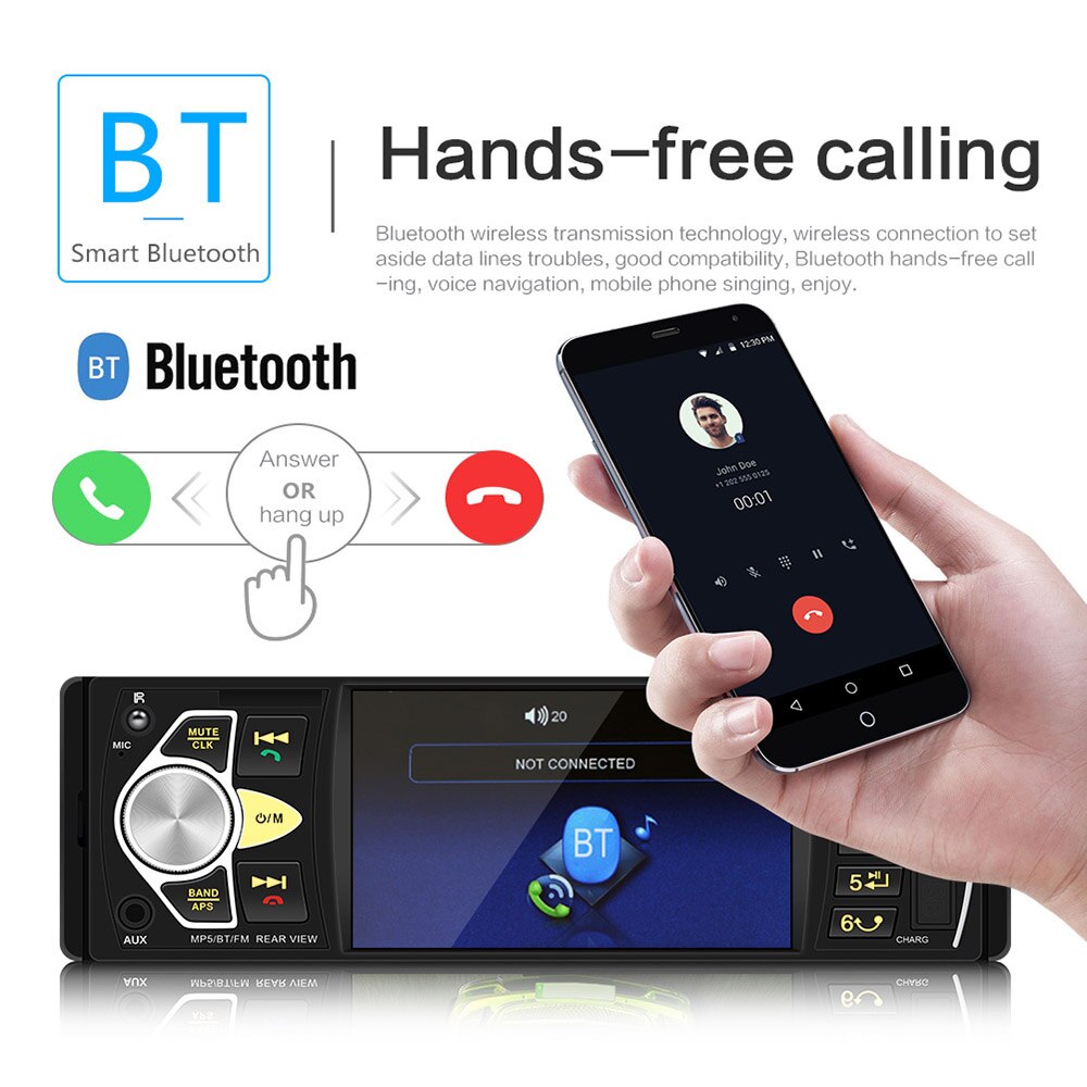 Autoradio stéréo 4.1 "HD, grand écran 4022D, Bluetooth, mains-libres, Bluetooth, lecteur électronique MP5, noir, pour voiture
