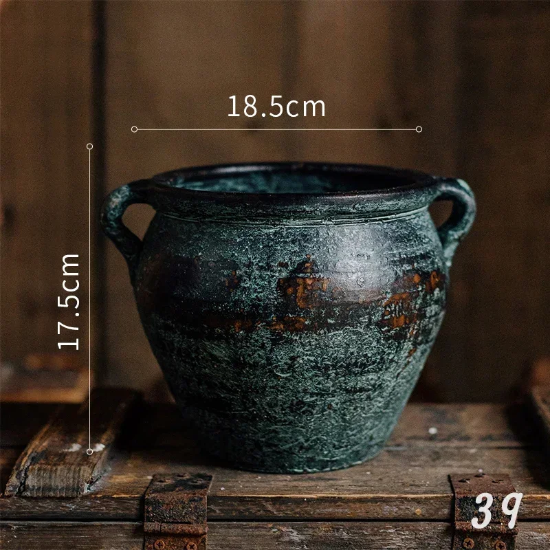 Maceteros antiguos de cerámica desgastada, jarrones de arcilla rústica para decoración de balcón, adornos prácticos de escritorio de oficina sin tiempo: plum