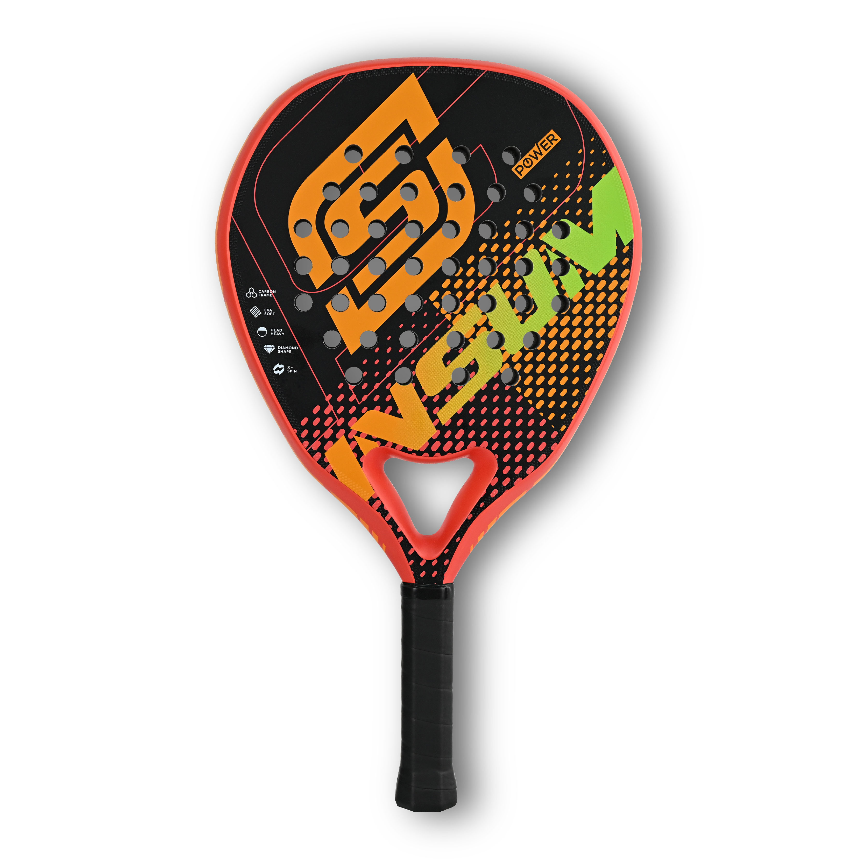 INSUM Padel Racket Carbon Fiber Soft EVA Surface High Balance Diamond Shape Sports Racket for Advanced Players Paddle: Orange