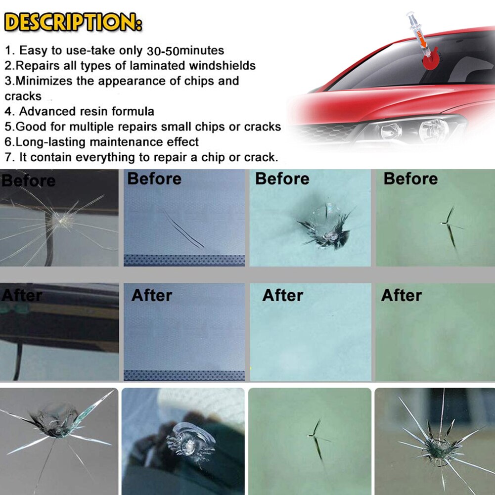 Car Windshield Repair Kit With Light Version DIY WINDSHIELD REPAIR KIT With UV Curing Light Car Repair Supplies