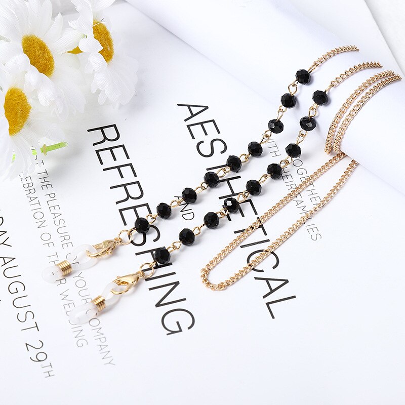 Cadena con abalorios de perlas a la para mascarilla para mujer y niña, cadenas para gafas, correas y cordones para el cuello, cuerda para gafas de lectura, soporte con cordón: 6