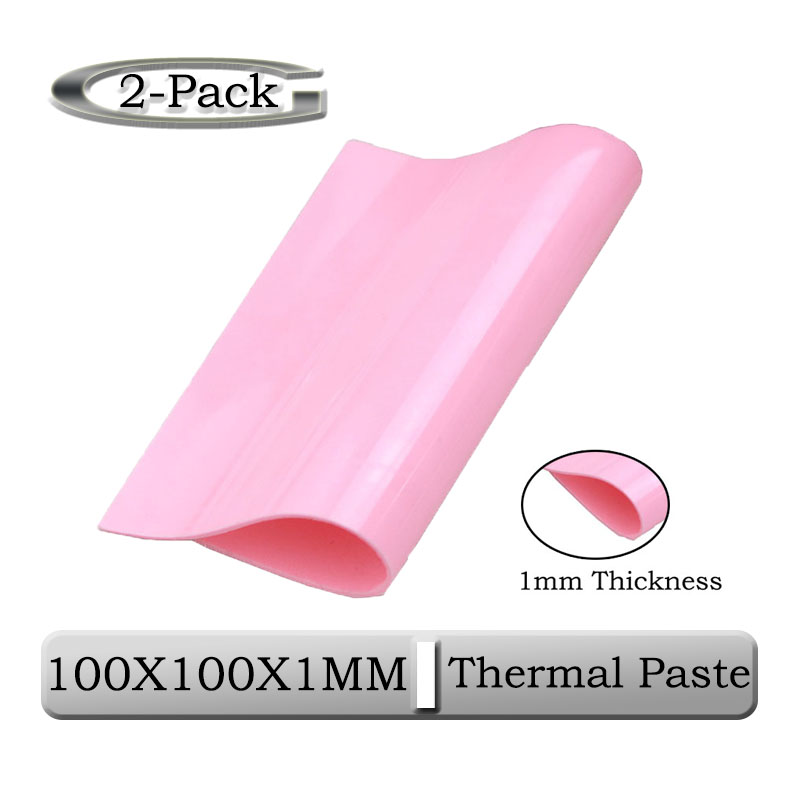 2pcs Gdstime 100mm x 100mm x 1mm 0.1cm Dikte Roze Thermisch Geleidende Siliconen Pad