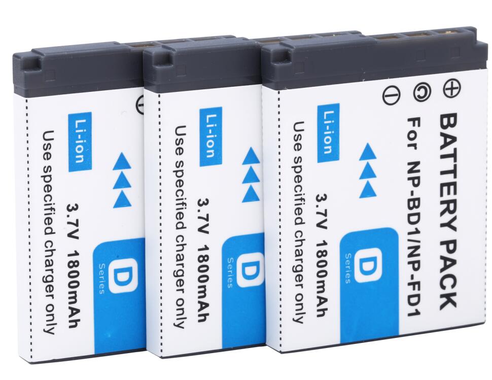NP-BD1 Battery + Charger for SONY Cyber-Shot DSC-T700H DSC-T900 DSC-T900B DSC-T2 DSC-T70 DSC-T75 DSC-T77 DSC-T90 DSC-T200 DSC-T3: 3 battery