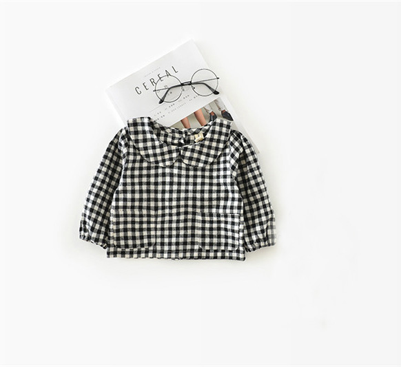 2019 I Bambini appena nati Del bambino Della Ragazza casuale Camicette Nuovo Stile Manica Lunga Vestiti Vestito Bambini Camicetta per le Ragazze: Plaid Girl Blouse / 6m