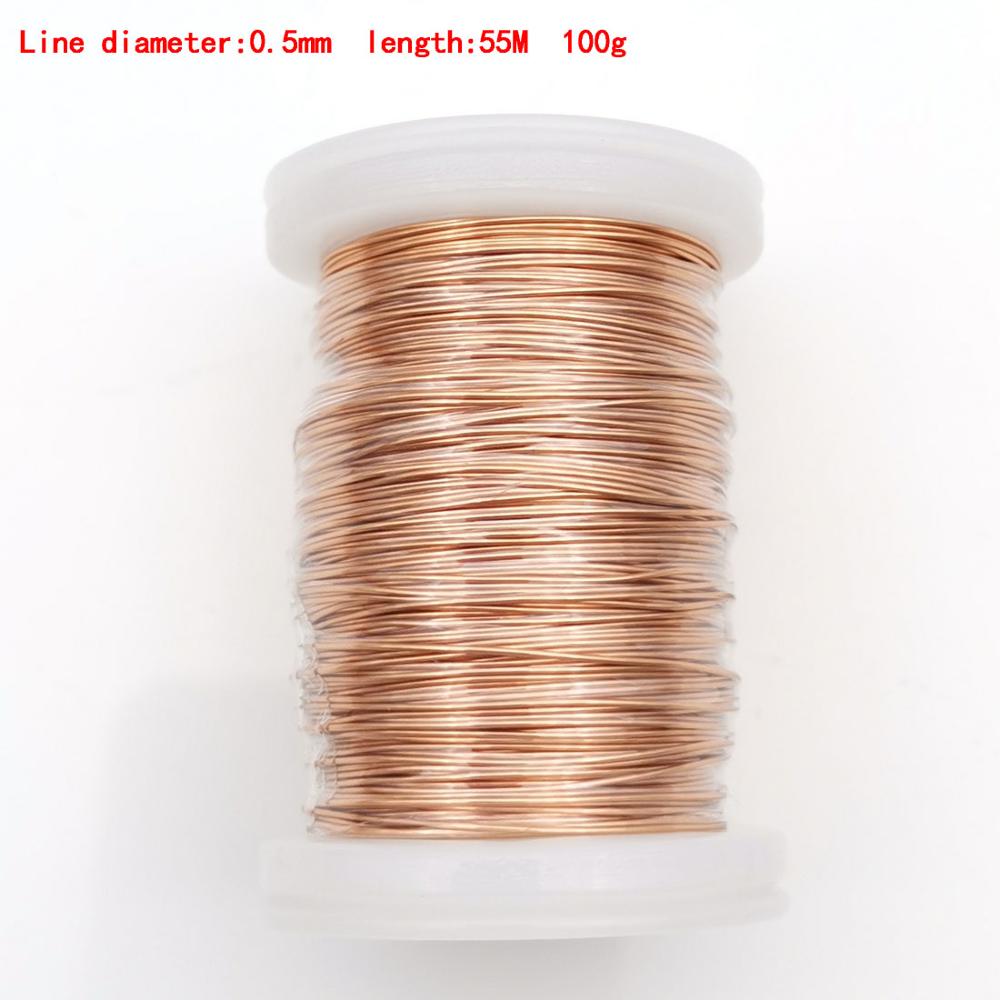 Qa -1-155 magnettråd 0.13mm 0.16/ 0.2 / 0.25mm 100g 2 uew emaljerad koppartråd magnetisk spolelindning elektromagnetisk induktion: 0.5mm 100g