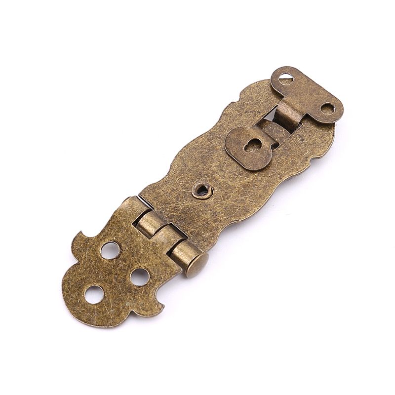Bronze Tone Wooden Box Toggle Lock Vintage Metal Buckle Antique Hasp Latch HX6D