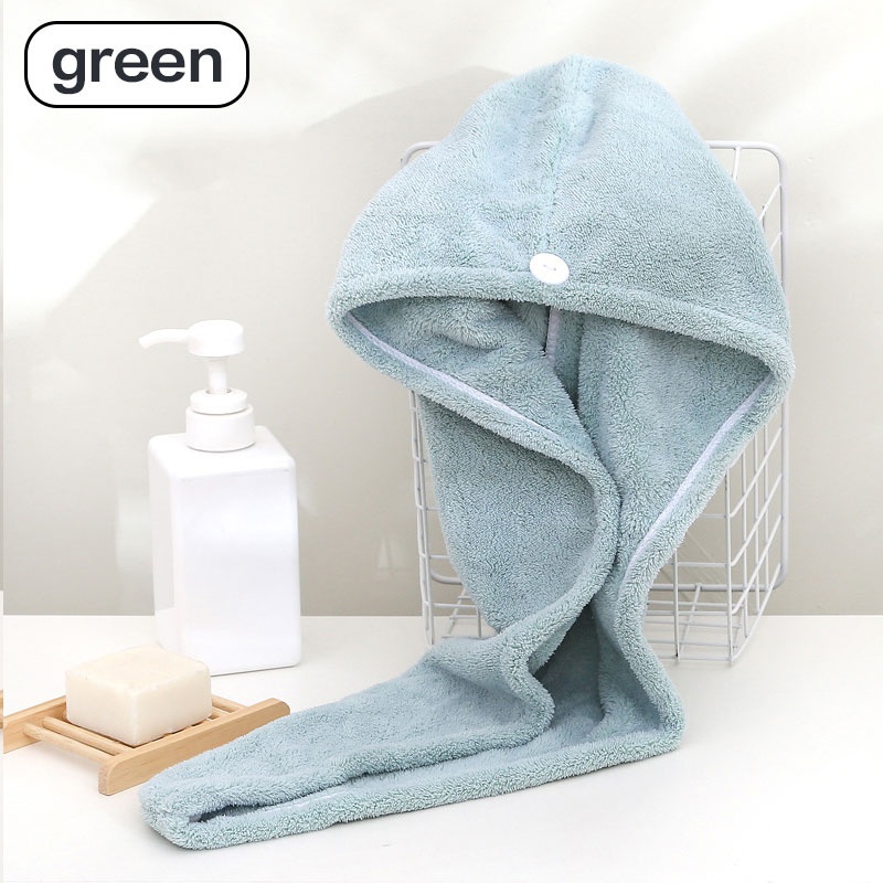 Hair Towel Wrap Fast Dry Hair Towel Super Absorbent Microfiber Coral Velvet Hair Drying Towel Quick Dry Hair Turban: green