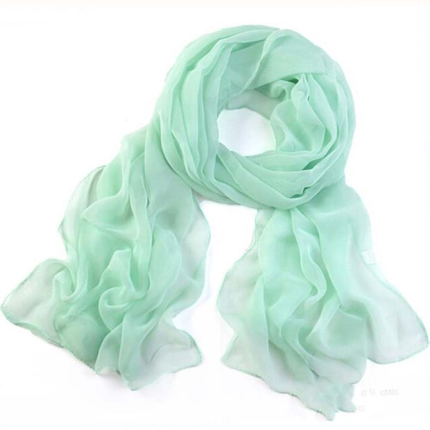 Women scarf Yellow Girls Women Long Soft Thin Wrap Lady Shawl Chiffon Scarf Beach Scarves#es: Mint Green