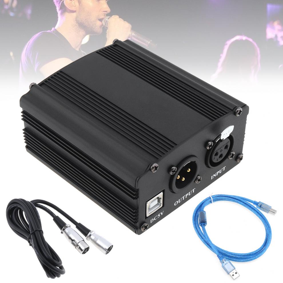Usb 48V 1-Kanaals Phantom Voeding Met Een Xlr Audio Kabel Voor Condensator Microfoon Studio Muziek Voice opname
