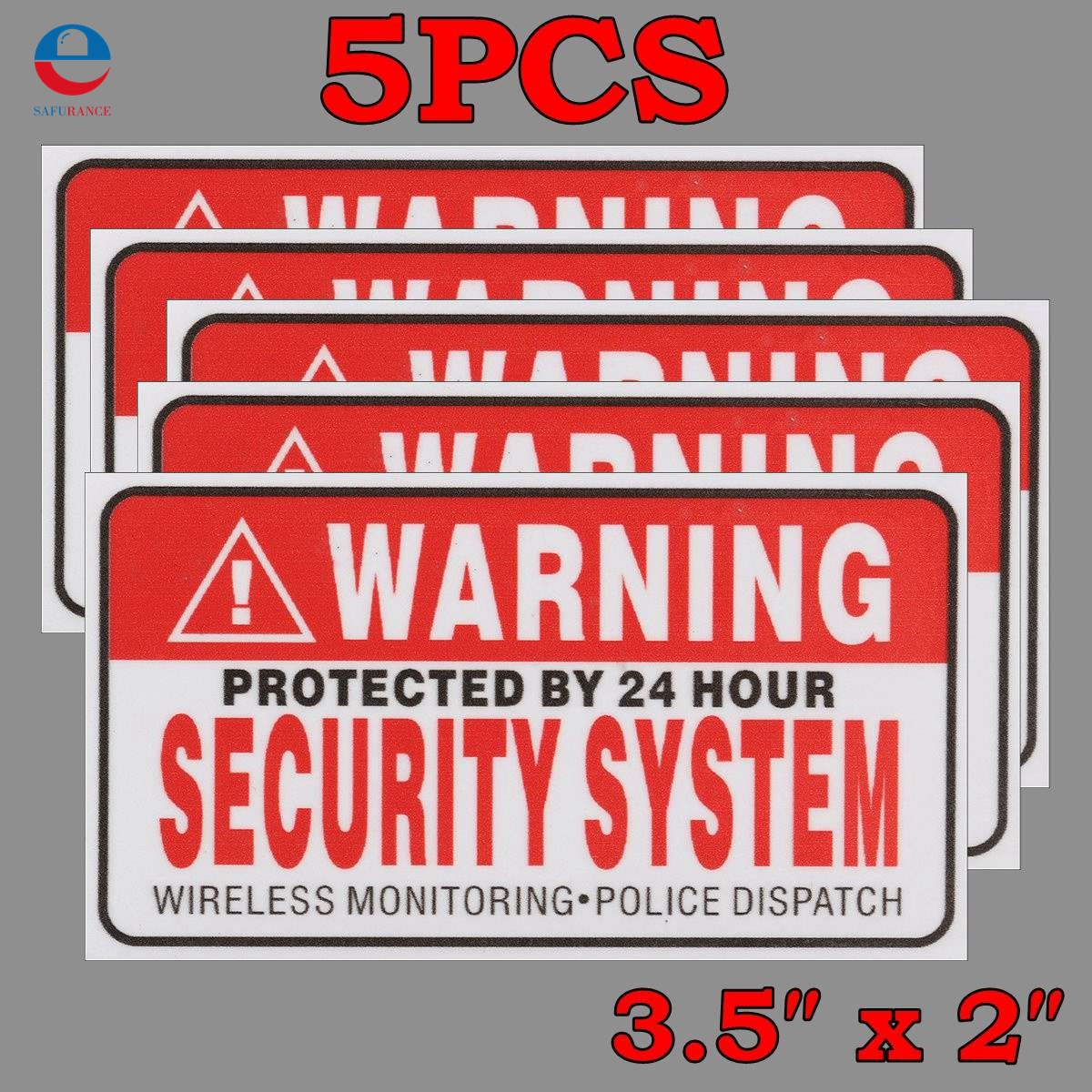5 Stks/set Waarschuwing Beschermd Door 24 Uur Beveiligingssysteem Stickers Saftey Alarm Borden Decal Waarschuwing Mark Business 9*5cm Auto Styling