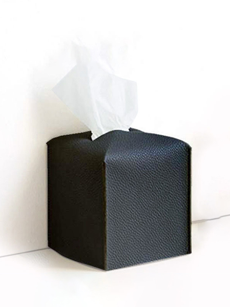 Caja de pañuelos cuadrada creativa para el hogar, Cube de cuero Pu de Color sólido, exquisito y moderno, almacenamiento para encimera de baño