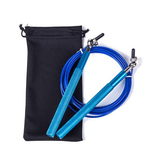 Free pouch 3 Meters METAL BEARING and Handle skipping rope / Speed Cable Jump Rope Crossfit MMA Box home gym / NPFL: Blue