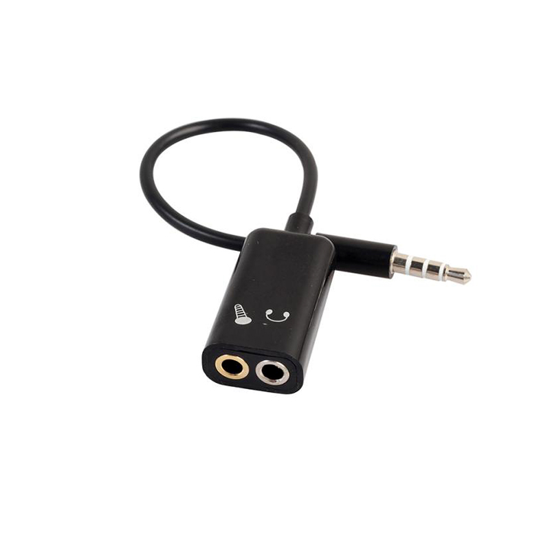 3,5mm Audio Splitter Adapter 3,5mm Stecker Auf 2 Weibliche Jack 3,5mm Mic AUX Stecker Headset Mikrofon Adapter konverter: Black