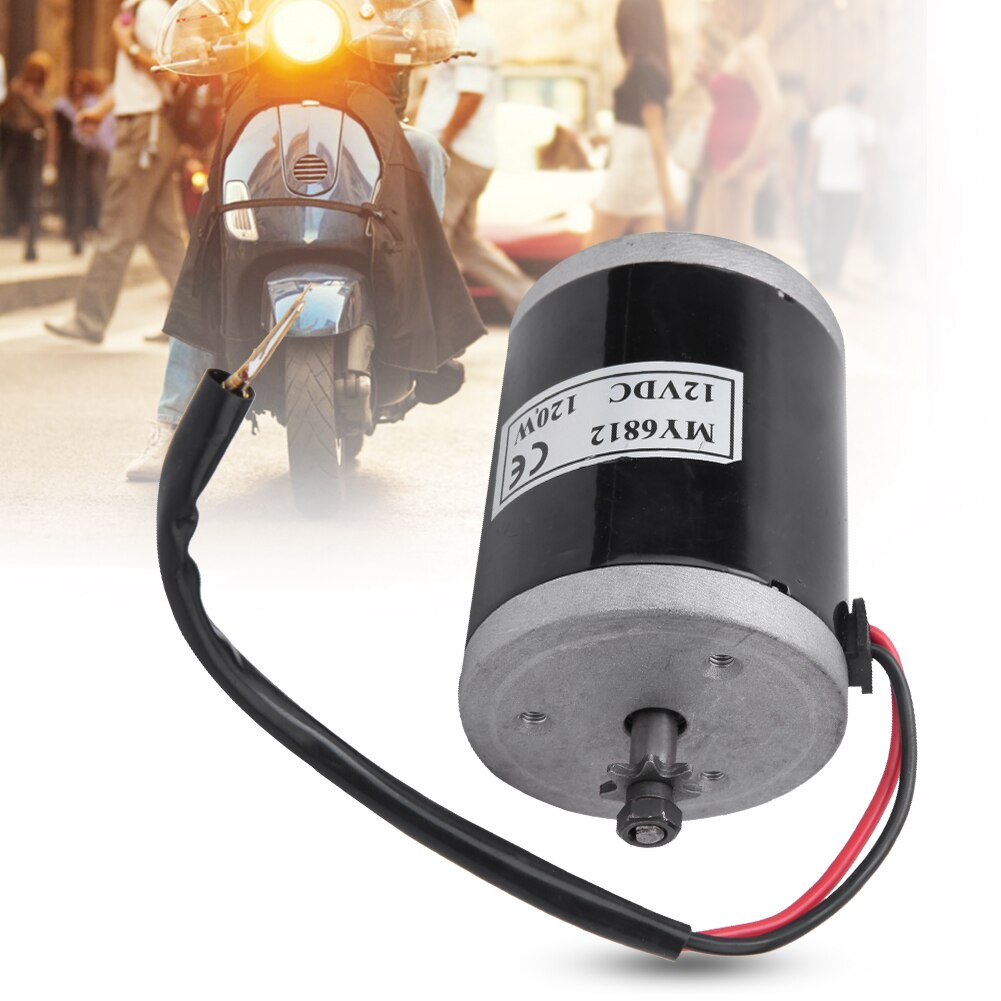 MY6812 12V 120W Hoge Snelheid Motor Met Tandwiel Scooter Kleine Borstel Motor Met Riem Katrol Elektrische Scooter E Fiets Accessoire