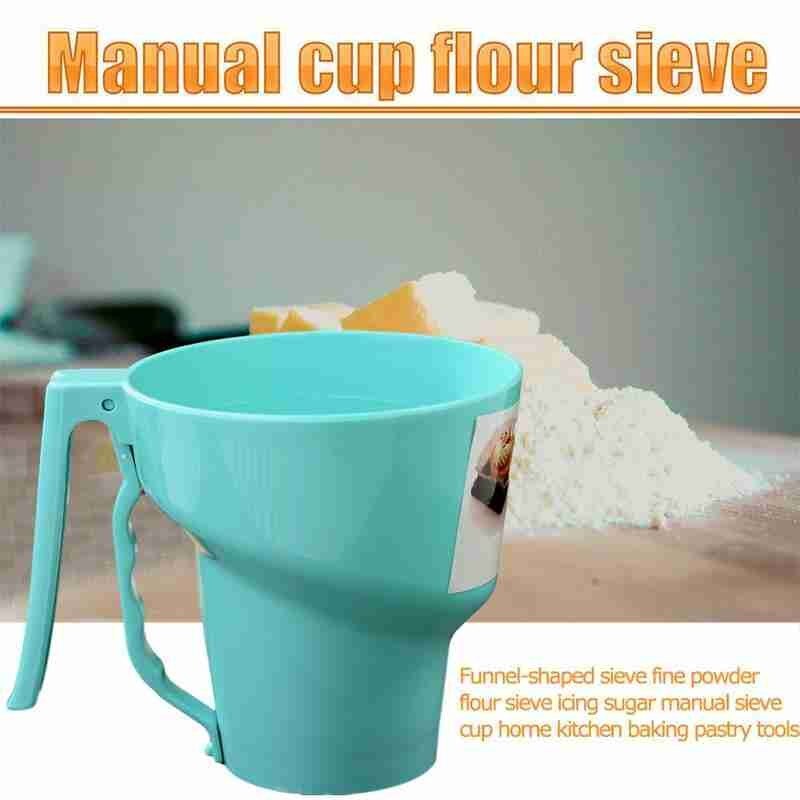 Mehl Schüttler Trichter Form Sichter fein Gittergewebe Pulver Sieb Glasur Zucker Handbuch Tasse Diy Küche Backen Gebäck Zubehör Werkzeug
