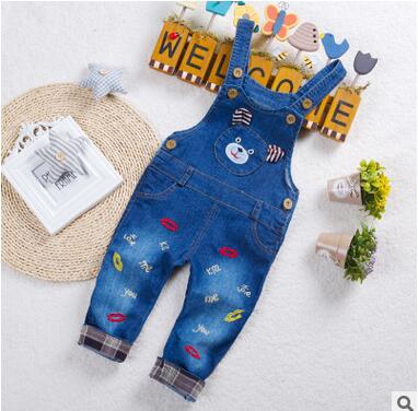 1-4 t Kids Jeans Jongens Meisjes Denim Overalls Kind Jarretel Jeans Broek Casual Mode Kinderen Algehele Jeans gat Retail: 4T