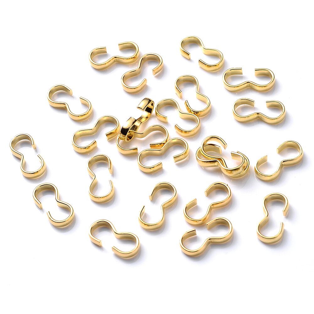 100 unids/lote de conectores de cierre de Metal, hebillas de parada chapadas en oro y plata para la fabricación de joyas DIY, pulsera, collar, accesorios de 4x8mm: gold