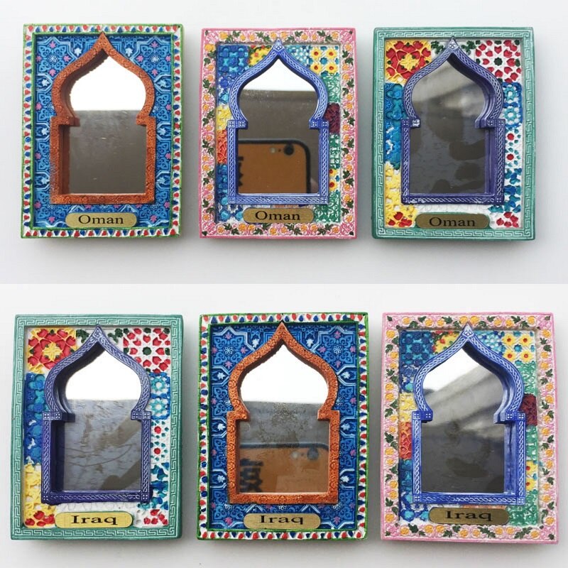 Middle East Iraq Oman Fridge Magnets Tourism Souvenir Crafts 3D Resin Frame Magnetic Refrigerator Paste Home Decor Ideas