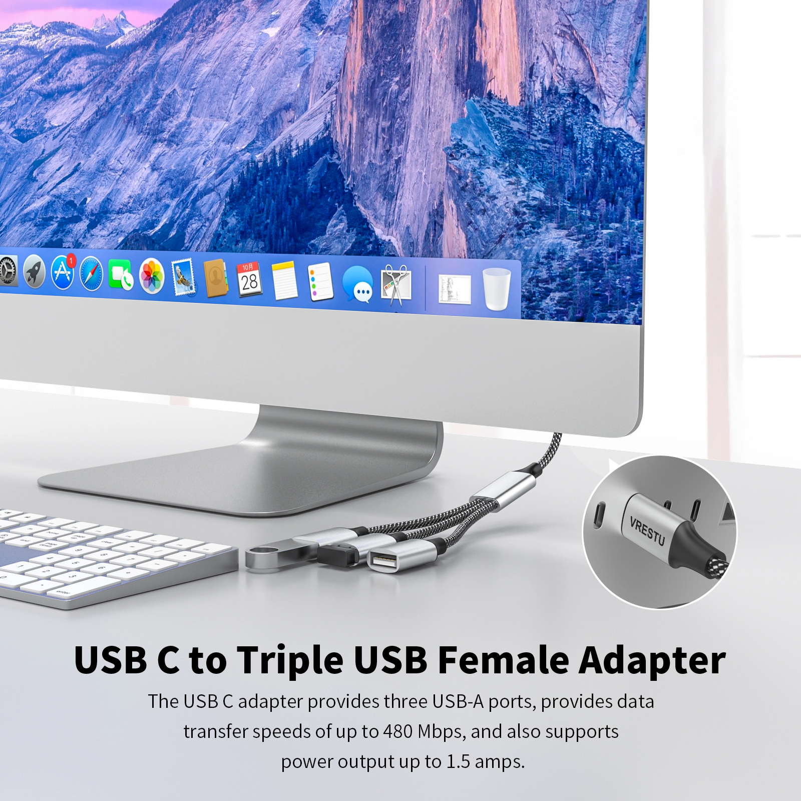 Adapter USB typu C na podwójny USB OTG HUB rozszerzający USB 2.0 typu C Plecionka do ładowania danych Cabo do Samsung Galaxy S22 MacBook Pro Air iPad