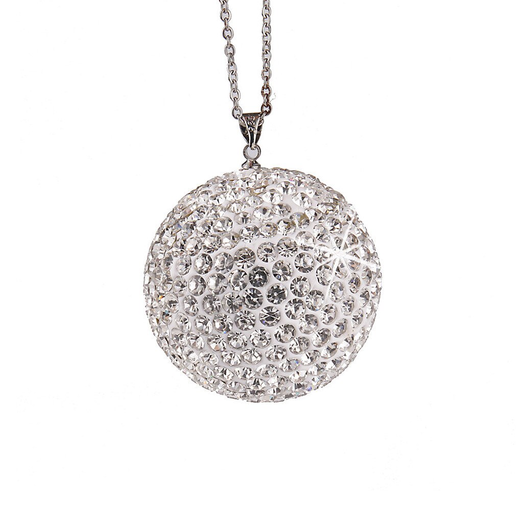 Auto Accessoires Auto Achteruitkijkspiegel Hanger Auto Charm Bling Crystal Bal Ornament Opknoping Auto Accessoires: WHITE