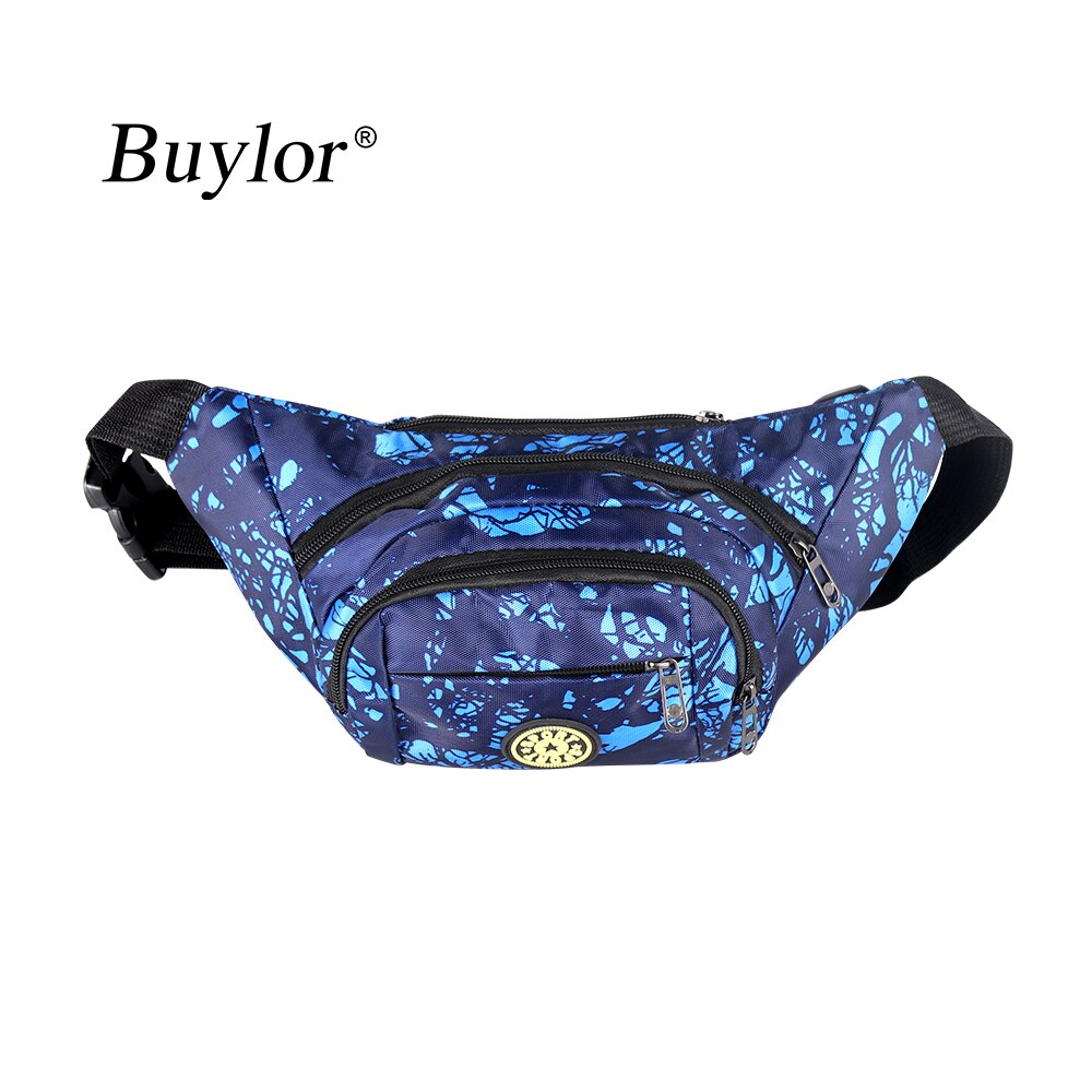 Buylor fanny pack menn belte bag vanntett midje pakker banan bryst rumpe bag kvinner glidelås lommebok veske reise sykkel fotturer: Blå