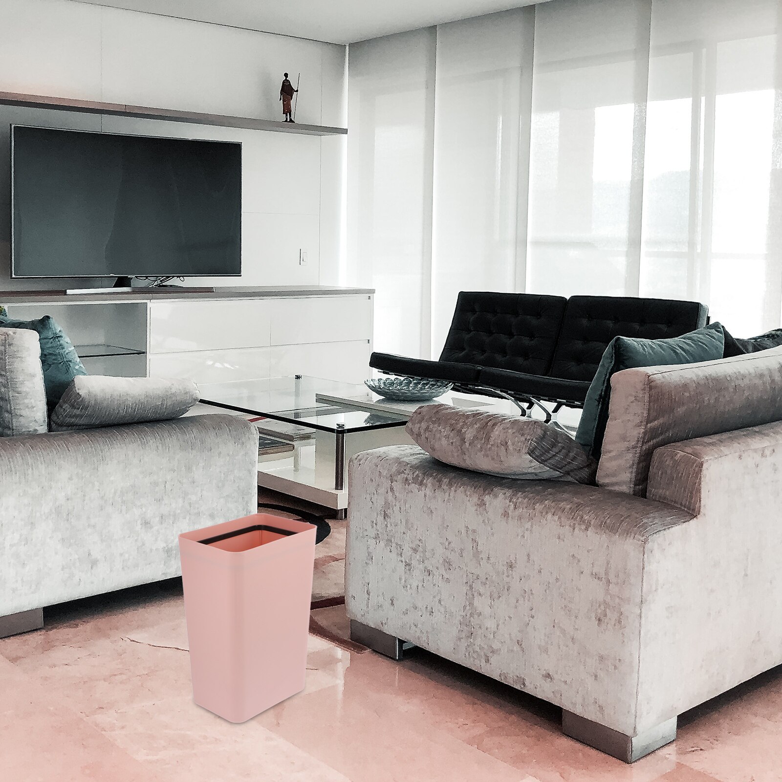 1Pc Household Open Trash Can Color Rubbish Bin Plastic Waste Bin