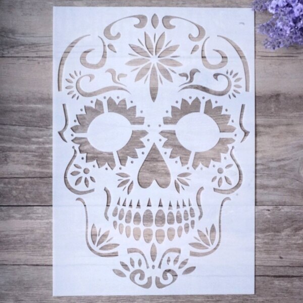 A4 Skull Stencils for Painting on Wood,Fabric,Paper,Airbrush,Walls Art Scrapbooking Stamping Album Embossing Paper Cards: D