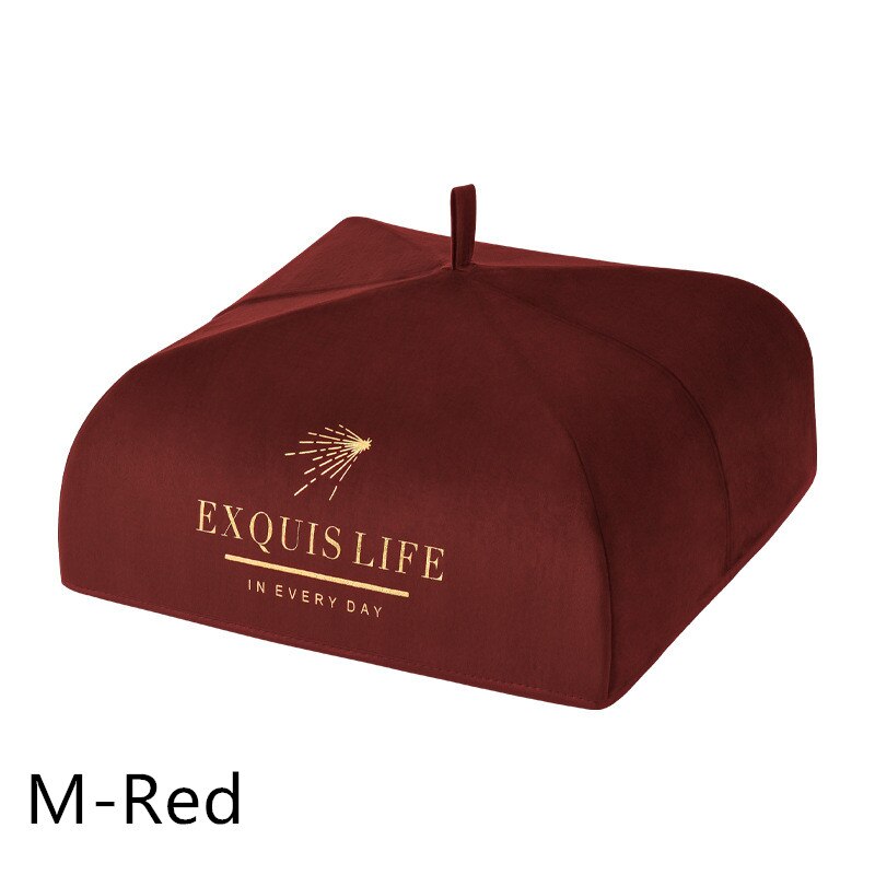Winter Insulation Meal Cover Food Velvet Cloth Dust Vegetable Cover Folding Table Cover Kitchen Food Covers Umbrella: M-Red