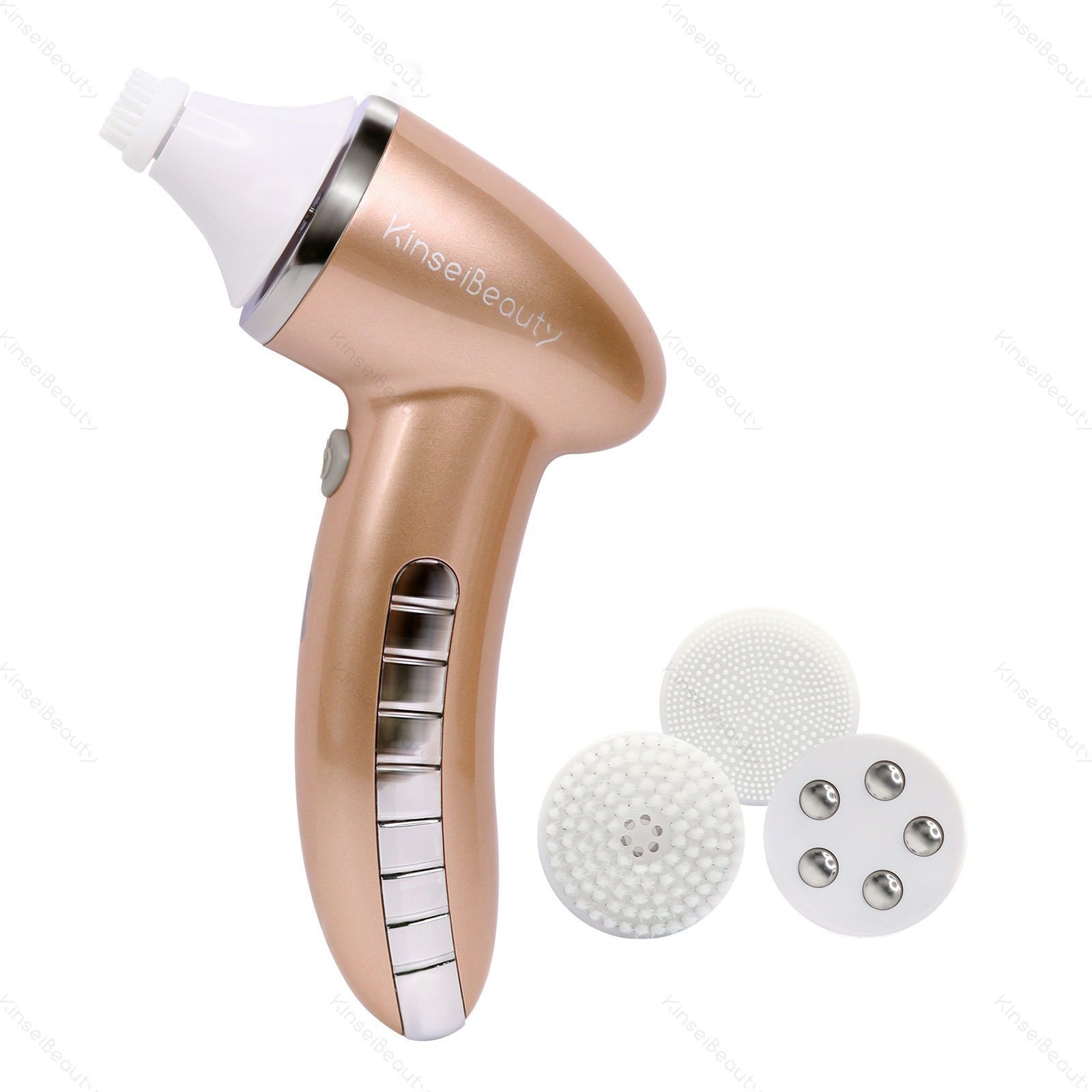 Cepillo de limpieza Facial 4 en 1, limpiador Facial con vibración Sónica, masaje de limpieza profunda con reemplazo de 4 cabezales, aparato de limpieza Facial: rosegold