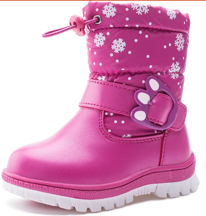 Bottes d'hiver pour enfants | Bottines en peluche pour filles, plates, en caoutchouc, bottes de neige pour garçons, chaussures imperméables et antidérapantes A171: Rouge / 7