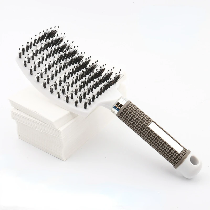 1 Uds. Cepillo de pelo Original, peine mágico para el cabello, cepillo para desenredar el cabello, peine para masaje de piojos, salón de peluquería enredado para mujeres: Castaño